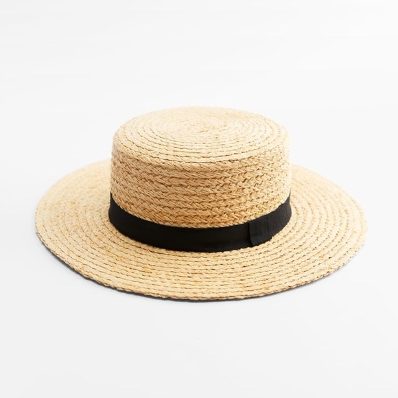 NWT. Zara Natural Raffia Hat with a Contrast Band. Size S. - Picture 1 of 10